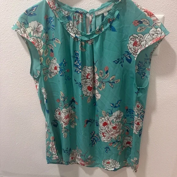 Daniel Rainn Teal Floral Blouse - Picture 1 of 5